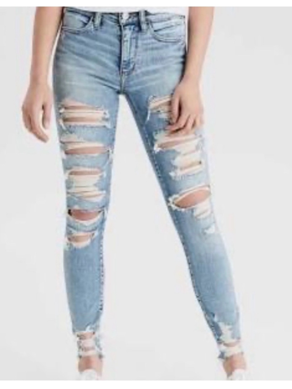 AEO super stretch; denim X; super slash; CROPPED (ANKLE) jeggings; 8 SHORT
